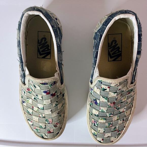 Vans Slip-On Shoes with Denim & Floral Checkerboard Pattern women’s 5.5 unique - Picture 5 of 11
